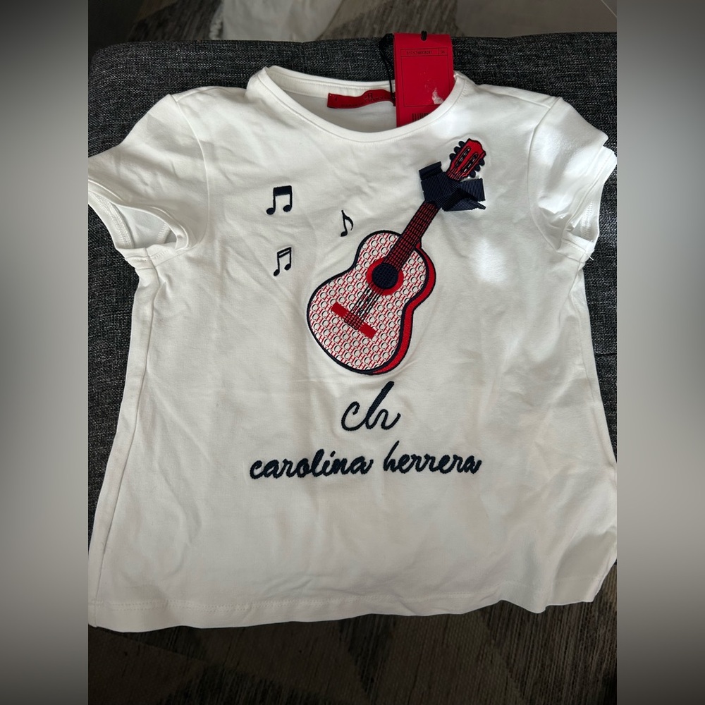 Ch Carolina Herrera girls guitar logo T-shirt NWT